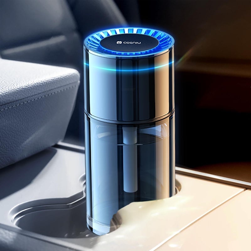Ceeniu New Smart Car Air Freshener 135ml آخر 6 أشهر تشغيل/إيقاف تلقائي معطر السيارة يدوم طويلاً، متعدد الأوضاع، قابل للتعديل، ضوء، عطر فرنسي طبيعي، CF3، ناشر رائحة، رائحة الثلج والنعناع - Image 1